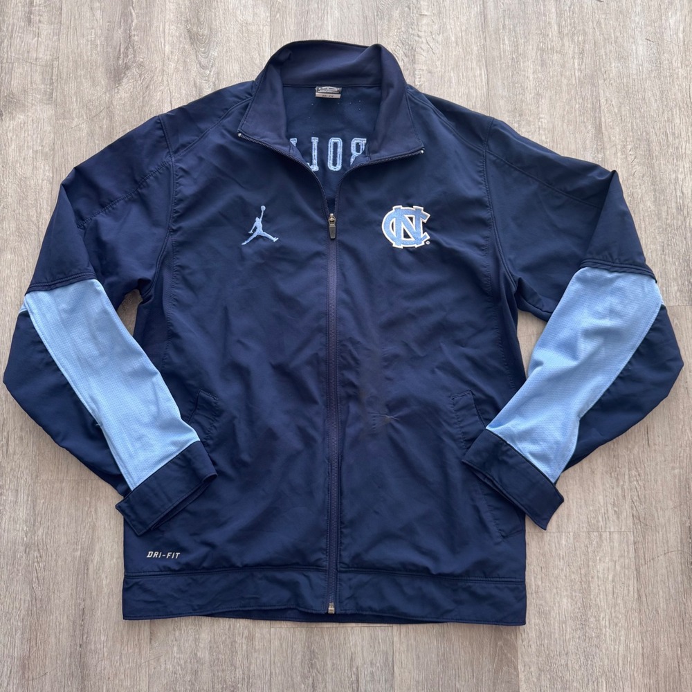 Jordan UNC Tar Heels Nike Dri-FIT Full Zip Track Jacket Navy Men Small Elite